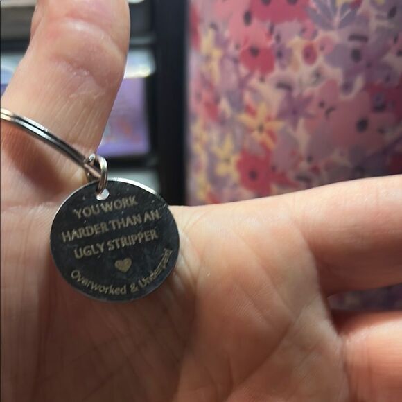 Silver Keychain with Engraved Message - Picture 1 of 2